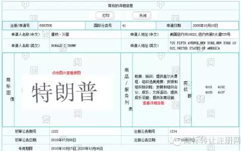 特朗普不仅是新当选的美国总统，而且还是注册商标哦