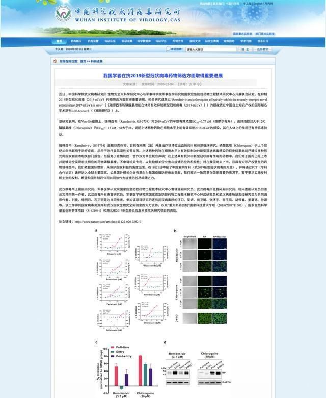 抗冠状病毒“神药”开始临床试验，武汉病毒所申报中国专利惹争议